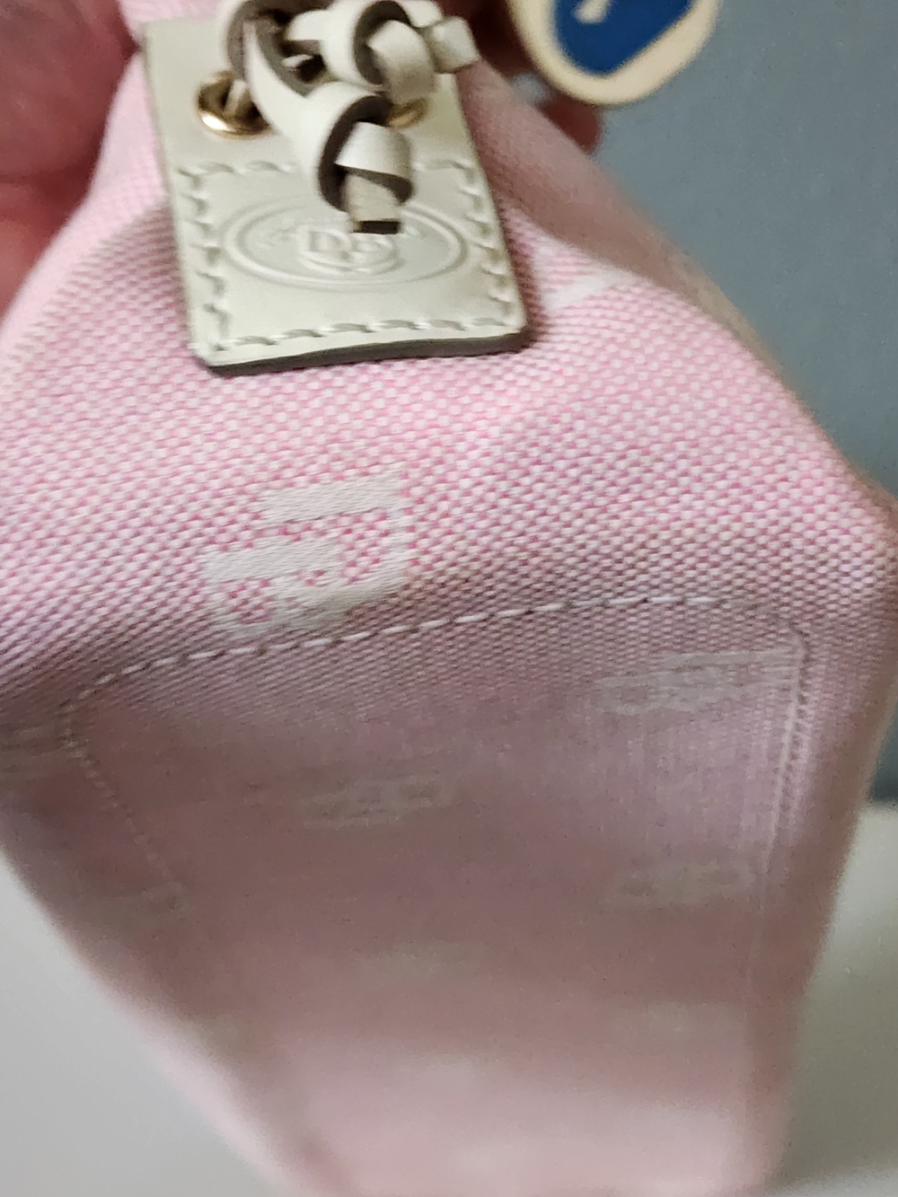 Dooney & Bourke Pink Canvas Logo Shoulder Bag with White Trim - Picture 10 of 13
